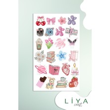 5'li Sevimli Sticker Vintage Girl Kadın Set Ajanda Bullet Journal Için Uygun Set