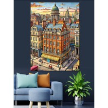 Turuncu Bina Dekoratif Kanvas - Mdf Ahşap Tablo