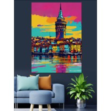 Pop Art Galata Kulesi Dekoratif Kanvas - Mdf Ahşap Tablo