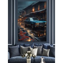 Klasik Araba Çizimi Dekoratif Kanvas - Mdf Ahşap Tablo