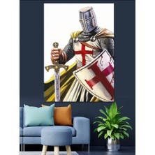 Beyaz Şövalye Dekoratif Kanvas - Mdf Ahşap Tablo
