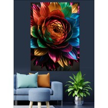 Renkli Çiçek Dekoratif Kanvas - Mdf Ahşap Tablo