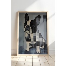 Artiera Soyut Fransız Bulldog Sanat Baskısı Ahşap Çerçeveli duvar tablosu