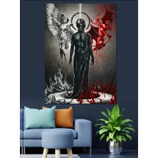 Melek ve Şeytan Dekoratif Kanvas - Mdf Ahşap Tablo