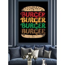 Hamburger Temalı Dekoratif Kanvas - Mdf Ahşap Tablo
