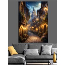 Mistik Şehir ve Kale Dekoratif Kanvas - Mdf Ahşap Tablo
