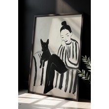 Soyut Köpek Sanat Baskısı Ahşap Çerçeveli köpek Duvar tablosu