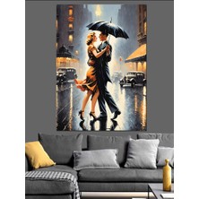 Yağmurda Sarılan Çift Dekoratif Kanvas - Mdf Ahşap Tablo