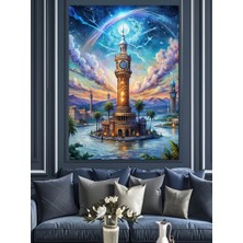 Soyut Izmir Saat Kulesi Dekoratif Kanvas - Mdf Ahşap Tablo