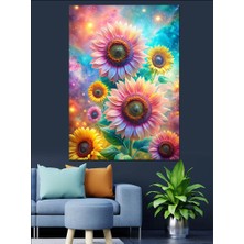 Ay Çiçekleri Dekoratif Kanvas - Mdf Ahşap Tablo