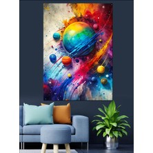 Renkler ve Gezegenler Dekoratif Kanvas - Mdf Ahşap Tablo