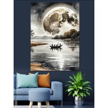 Teknedeki Insanlar ve Manzara Dekoratif Kanvas - Mdf Ahşap Tablo