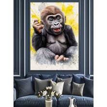 Yavru Goril Dekoratif Kanvas - Mdf Ahşap Tablo