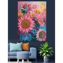 Ay Çiçekleri Dekoratif Kanvas - Mdf Ahşap Tablo