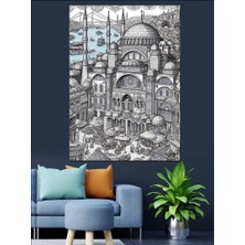 Desenli Cami  Dekoratif Kanvas - Mdf Ahşap Tablo