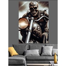 Motorcu Iskelet Dekoratif Kanvas - Mdf Ahşap Tablo