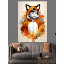 Tilki Kostümlü Çocuk Dekoratif Kanvas - Mdf Ahşap Tablo