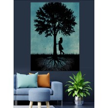 Ağaç ve Kadın Dekoratif Kanvas - Mdf Ahşap Tablo