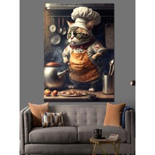 Aşçı Kedi Dekoratif Kanvas - Mdf Ahşap Tablo