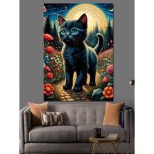 Siyah Yavru Kedi Dekoratif Kanvas - Mdf Ahşap Tablo