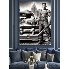 Dövmeli Araba Tamircisi Dekoratif Kanvas - Mdf Ahşap Tablo