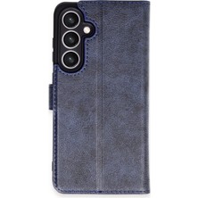 Samsung S24 Fe Uyumlu Kapaklı Kartlıklı Deri Görünümlü Kılıf Case