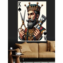 Maça Kralı Berber Dekoratif Kanvas - Mdf Ahşap Tablo