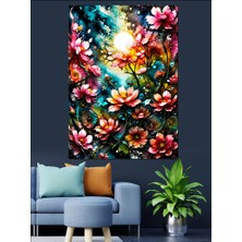 Pembe Çiçekler Dekoratif Kanvas - Mdf Ahşap Tablo