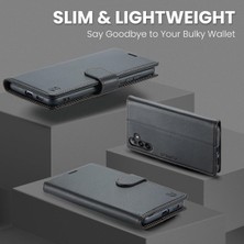 Samsung A25 Uyumlu Kapaklı Kartlıklı Deri Görünümlü Kılıf Case