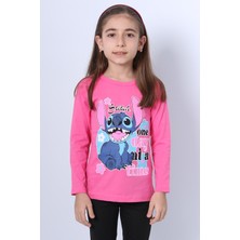 KIZ ÇOCUK UZUN KOLLU TSHİRT 4 MEVSİM BİSİKLET YAKA KARAKTER BASKILI C34