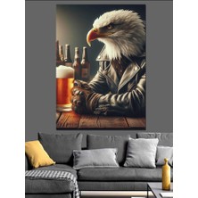 Bardaki Beyaz Kartal Dekoratif Kanvas - Mdf Ahşap Tablo