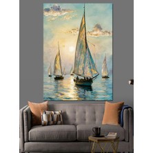 Yelkenli Tekneler Dekoratif Kanvas - Mdf Ahşap Tablo