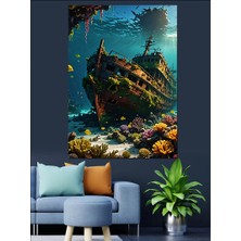 Batık Gemi Dekoratif Kanvas - Mdf Ahşap Tablo