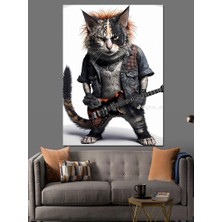Metalci Kedi Dekoratif Kanvas - Mdf Ahşap Tablo