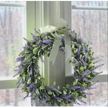Kapı Süs Çelengi Door Ornament Yapay Çiçekli Mor Sarı Fiyonklu Çap 35 cm  El Yapım Asmalık 1 Adet