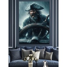 Gemi Süren Korsan Dekoratif Kanvas - Mdf Ahşap Tablo