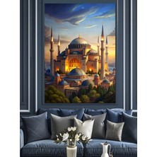 Ayasofya Camii'nde Gün Batımı Dekoratif Kanvas - Mdf Ahşap Tablo