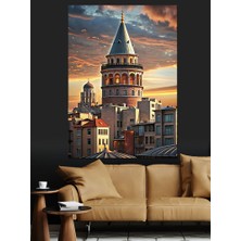 Gün Batımında Galata Kulesi Dekoratif Kanvas - Mdf Ahşap Tablo