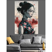 Japon Kadın Dekoratif Kanvas - Mdf Ahşap Tablo