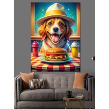 Hamburger Seven Köpek Dekoratif Kanvas - Mdf Ahşap Tablo