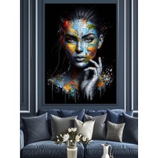 Dünya Haritası ve Kadın Dekoratif Kanvas - Mdf Ahşap Tablo