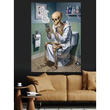 Tuvaletteki Iskelet Dekoratif Kanvas - Mdf Ahşap Tablo