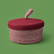 Simple Living Earthy Hues Kapaklı Dekoratif Saklama Kutusu - Bordo - 20X10 cm