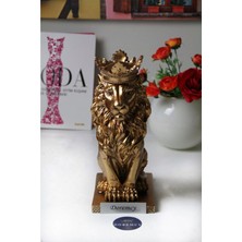 Teknotrust Dekoratif Aslan Kral Gümüş Polyester Biblo Hediyelik