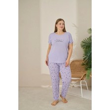 Pijamoni Polyviskon Büyük Beden A. Lila Pijama Takımı - 7340