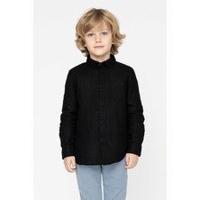 Trend Bebe Butik Erkek Çocuk Keten Gömlek Uzun Kollu Yazlık Katlanabilir Kol Düğmeli Rahat Okul ve Günlük Gömlek