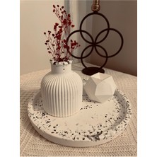 3'lü Ayna Kırığı Detaylı Dekoratif Çizgili Vazo Set