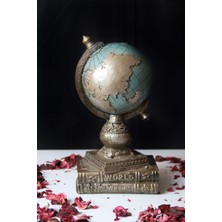 Dekoratif Kitaplı Mavi Küre Biblo – Şık & Anlamlı Tasarım (23  cm )