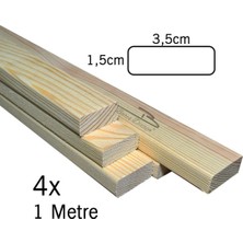 Çam Masif Silinmiş Kuru Tahta Hobi Çıta Oval Kenar 3,5 x 1,5cm - Uzunluk Seçimli