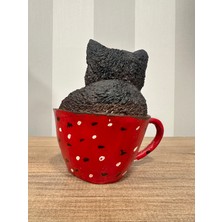 Fincandaki Kedi, Dekoratif Tasarım Obje, Kedi Biblosu